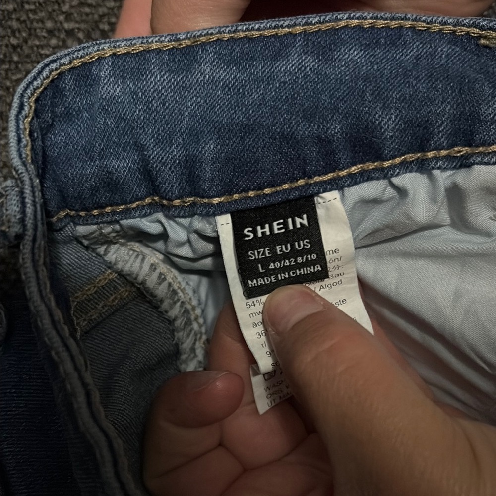SHEIN Classic Blue Denim Pants